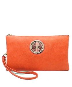Womens Multi Compartment Functional Emblem Crossbody Bag With Detachable Wristlet WU020L CARROT